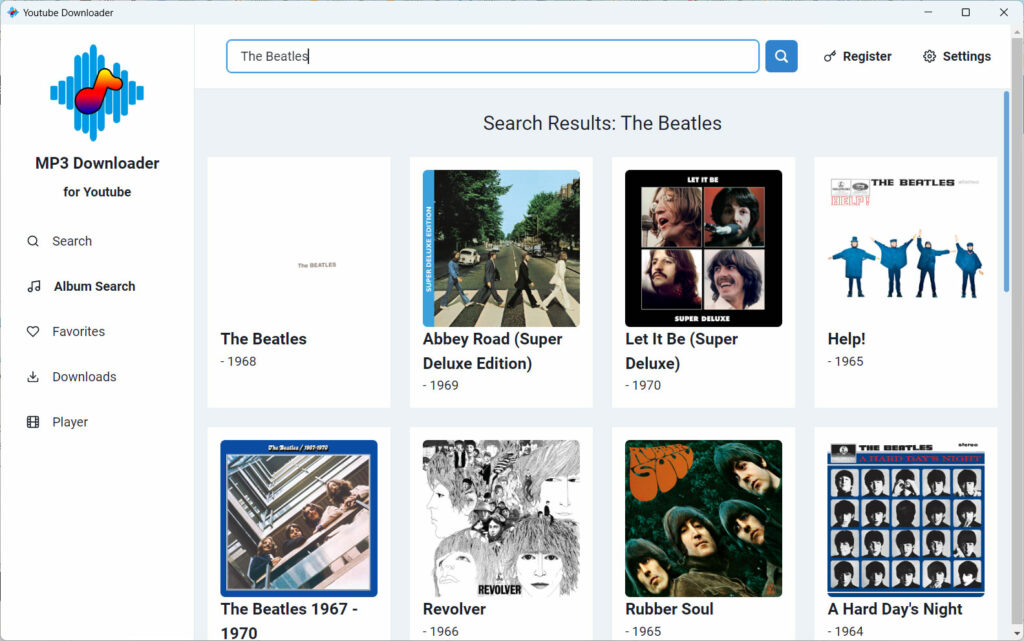 Download albums from Youtube