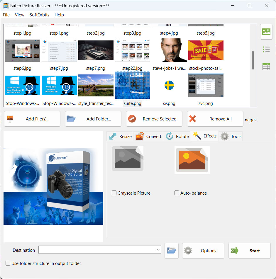 Heic converter screenshot effects tab